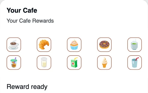 The same card with every stamp collected and &ldquo;Reward ready&rdquo; under them.